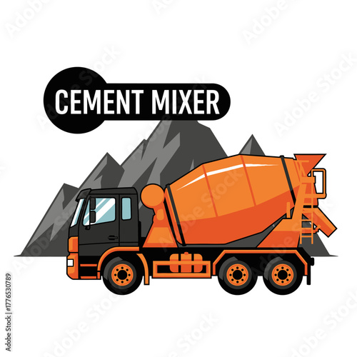 Industrial Cement Mixer Truck Illustration
