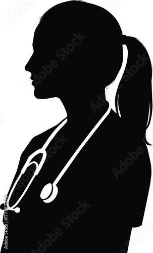 Silhouette of a Lady Doctor with black and white