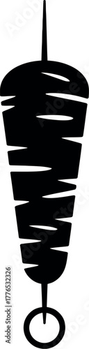 Black silhouette of rotating meat skewer food