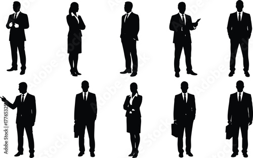 Business silhouettes, corporate professionals, office team, formal attire, leadership, teamwork, career success, executive posture, business people, workplace diversity, strategy
