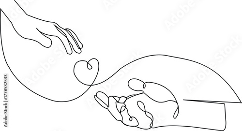 two hand with love line art vector. romantic young couple illustration
