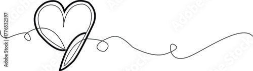 Simple heart line drawing isolated on white background with copy space
