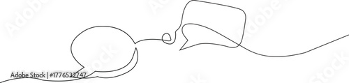 One line drawing Speech bubble vector. Communication chat messenger single line vector linear icon. Dialog cloud, chat bubble template outline line design.Vector illustration