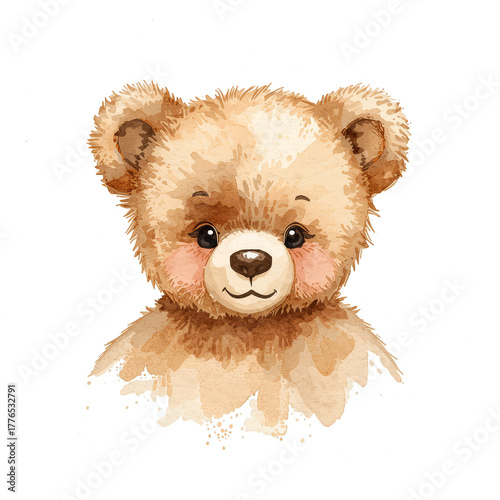 Cute Teddy Bear Illustration With Soft Fur and Gentle Eyes Suitable for Child...