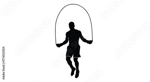 Silhouette of a person jumping rope, engaged in energetic fitness activity.