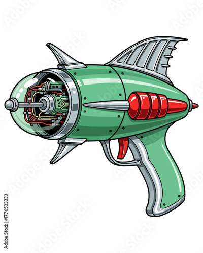 Retro Sci-Fi Ray Gun Illustration A Blast from the Past, Futuristic Weapon Design