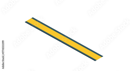 Minimalistic flat design yellow and black ruler icon with perspective view