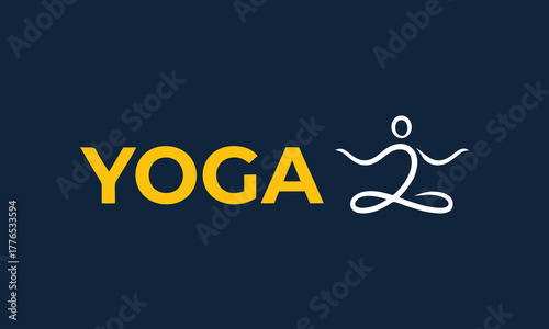 yoga meditation pose wordmark vector illustration, mindfulness wellness studio logo