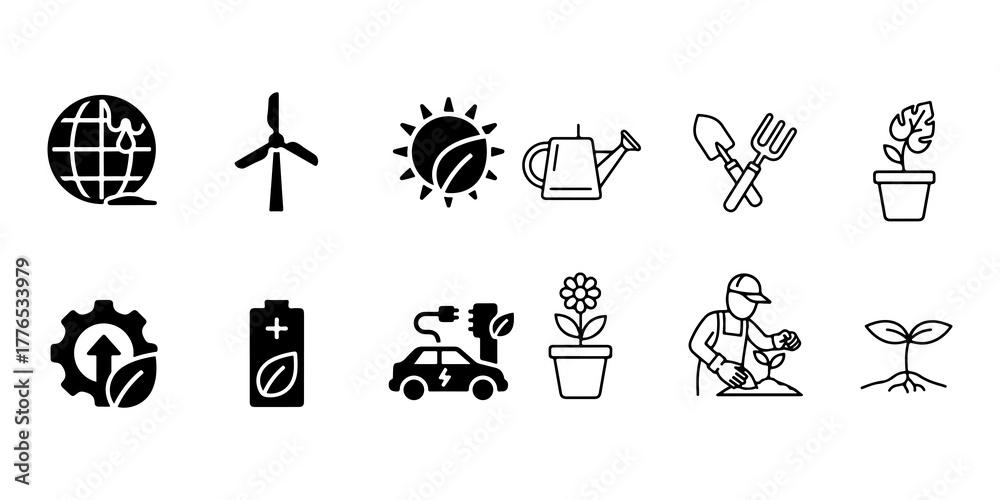 Naklejka premium vector illustration of an symbol sheet, icon, vector, icons, set, symbol, sign, illustration, design, web, business, pictogram, food, car, travel, silhouette, black