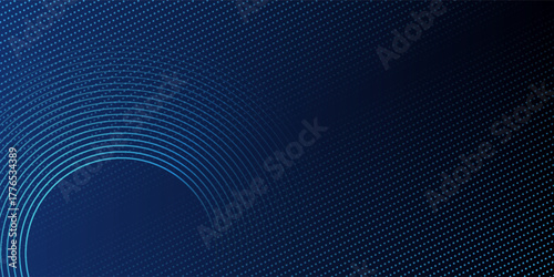 Abstract dark blue gradient background with glowing skin blue geometric circle lines design background vector illustration.