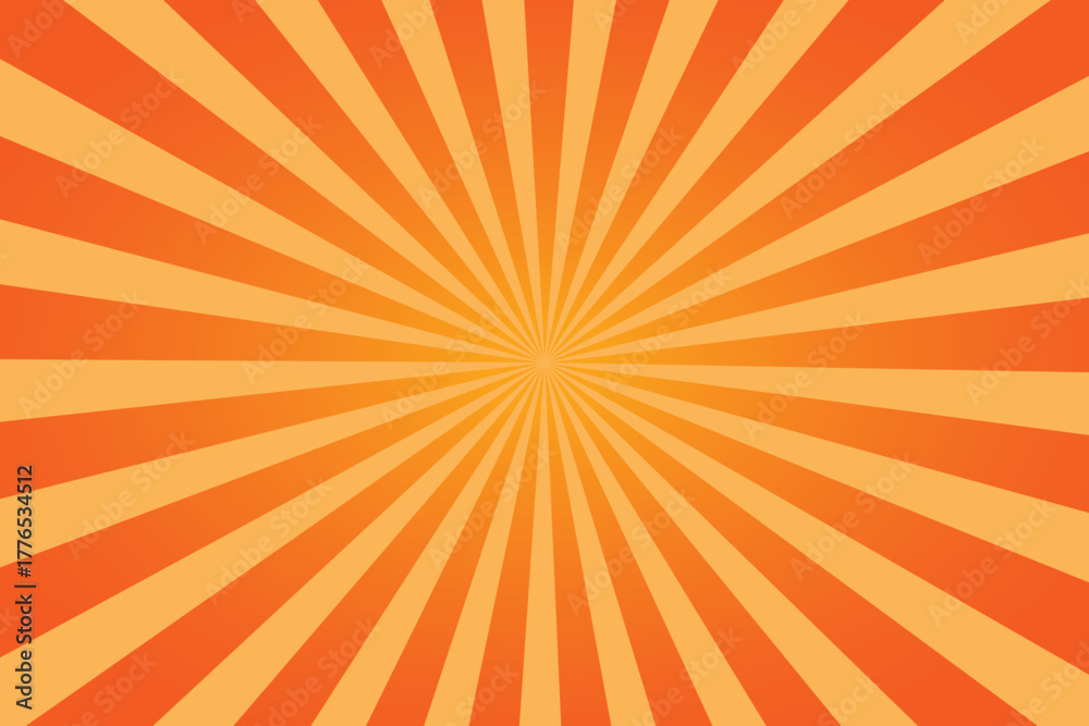 Bright orange and yellow sunburst rays pattern background
