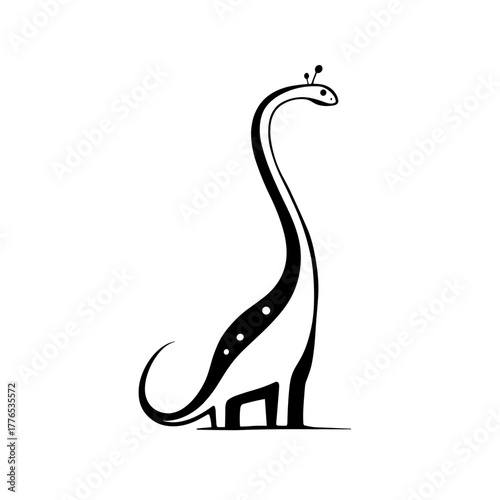 Diplodocus. Diplodocus simple black and white line art vector logo