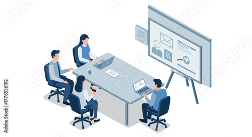 Team meeting concept with business presentation in modern office
