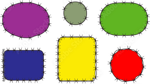 Colorful stitched shapes colors patches