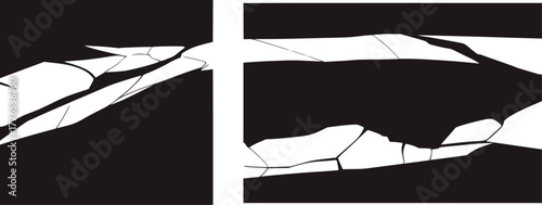 Fractured dark shapes abstract black