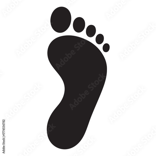 Silhouette of a footprint isolated on white background, a unique mark left behind by a human foot on a surface