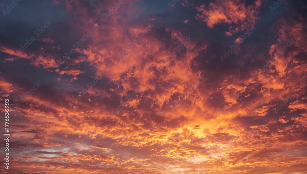 © Digital soul - Stunning fiery sunset with vibrant orange and red clouds painting the sky, perfect for travel blogs, inspirational content, and background designs