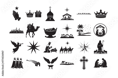 24 Epiphany Silhouette vector Set.