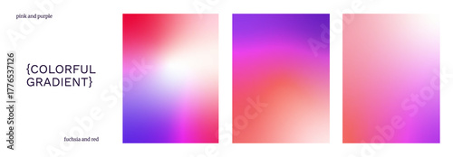 Colorful gradient backgrounds. Purple, pink, red vibrant gradation with light leak vertical template set. Vector pink violet backdrop with light spark. Fashion wallpaper design. Glamour bright poster.