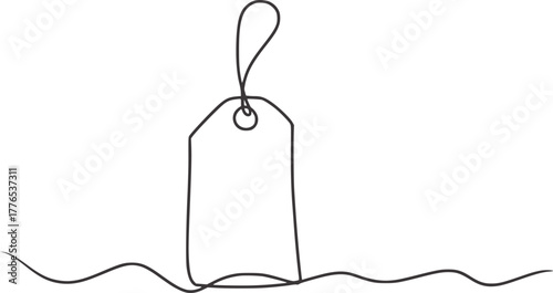 Price tag with string and wavy line label loop