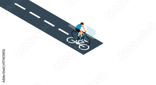 Isometric cyclist on road modern sports concept with motion effect