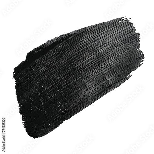 Bold Black Paint Stroke on White Background for Artistic Design Projects