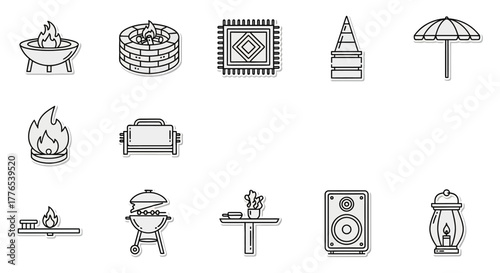 backyard barbecue elements picnic table grill and fire pit creating a cozy and inviting outdoor setting for social gatherings and relaxation