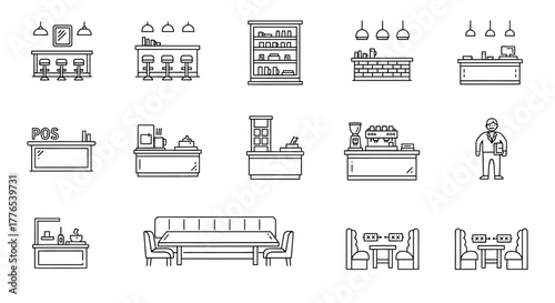restaurant furniture dining area layouts featuring tables chairs booths for interior design visuals ideal for cafe blueprints and space planning