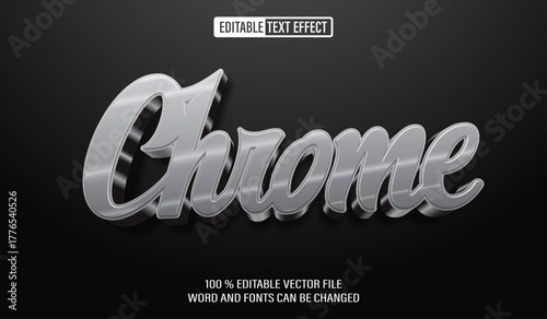 Editable 3d text style effect - Chrome Metalic text effect Template