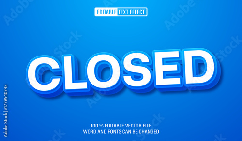 Editable 3d text style effect - Blue Closed text effect Template