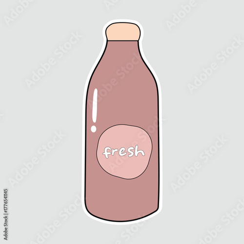 Bottle - Fresh Drink or Beverage Container. A simple sticker of a "fresh" drink bottle, ideal for promoting healthy beverages, natural products, or refreshing drinks