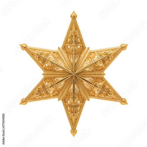 Golden Star Ornament With Intricate Details Suitable for Festive Decorations ...