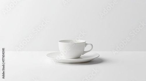 Wallpaper Mural White plate with cup placed neatly on a pure white background, perfect for product photography or minimalistic lifestyle visuals Torontodigital.ca