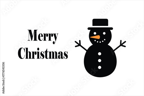 Merry christmas festive greeting with a charming snowman icon