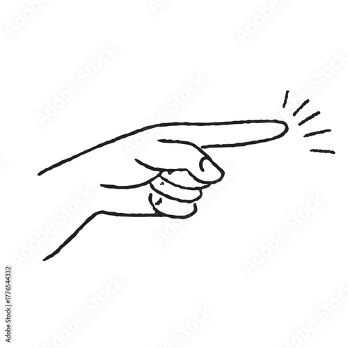 線画の指差しハンドサインイラスト
