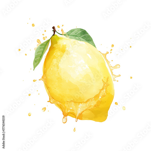 Yellow Lemon Splashing in Water Against a White Background During a Sunny Day