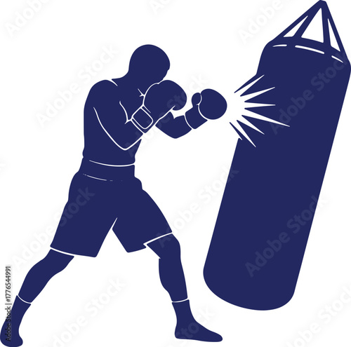 Boxing Training Silhouette with Punching Bag Strength and Power for Fitness Enthusiasts