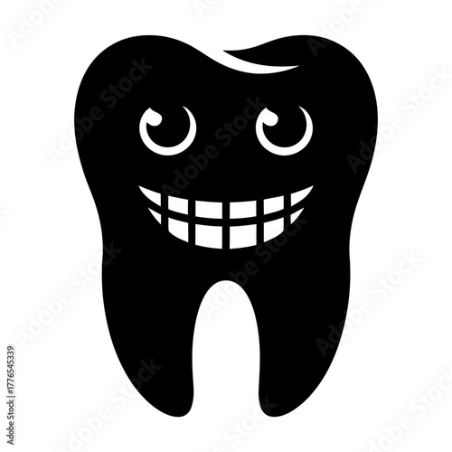 happy tooth design icon Silhouette vector on white background