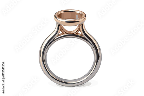 Elegant two-tone gold engagement ring setting isolated on white background ready for a gemstone