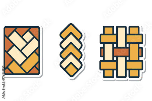 Abstract geometric pattern resembling weaving or parquet textures in warm earthy colors