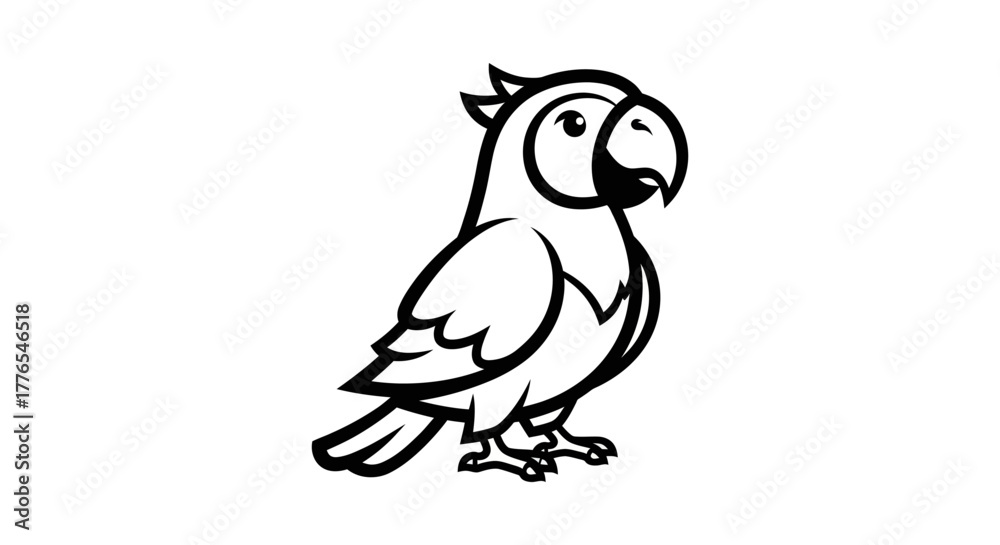 Fototapeta premium Stylized Parrot Illustration with Bold Outlines and Distinct Features.