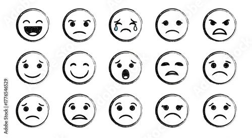 Sketch Style Smiley Faces with Expressions