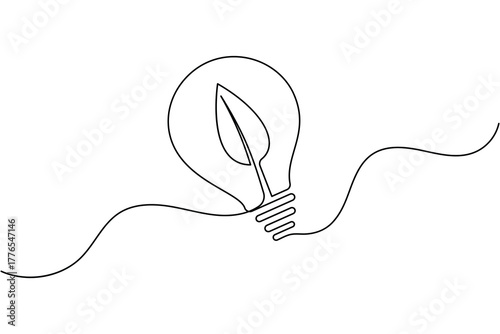 Light bulb icon continuous one line drawing minimalist outline vector illustration
