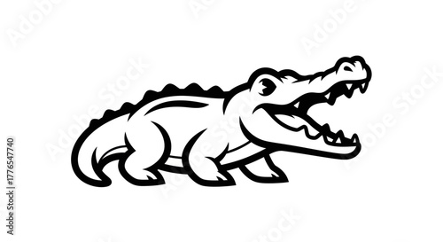 Stylized Crocodile Illustration with Open Mouth and Visible Teeth.