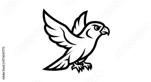 Stylized Falcon Illustration with Sharp Features and Dynamic Wing Position.