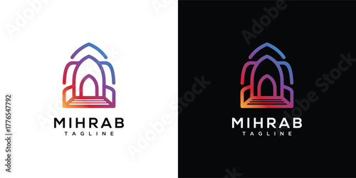 Mihrab inspiration logo design. Creative mihrab icon ideas.