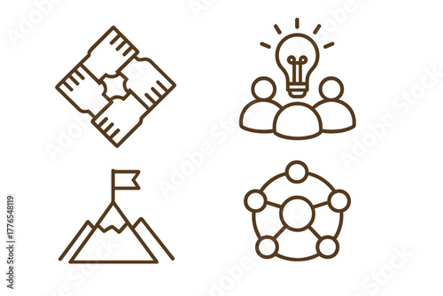 Business concepts collaboration innovation achievement and connection structure