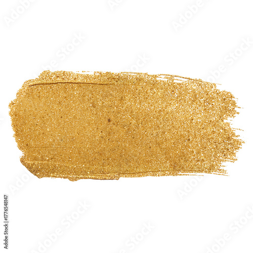 Golden Glitter Swatch on White Background for Arts and Crafts Projects and De...
