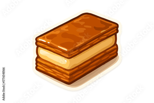 Delicious layered pastry dessert with flaky golden crust and creamy custard filling