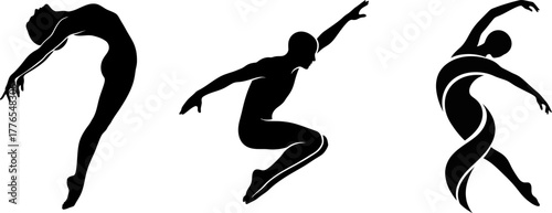 Silhouettes of dancers in dynamic poses